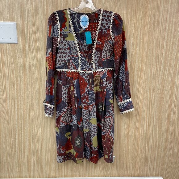 April, May Red Print Dress Size XS - Picture 1 of 5